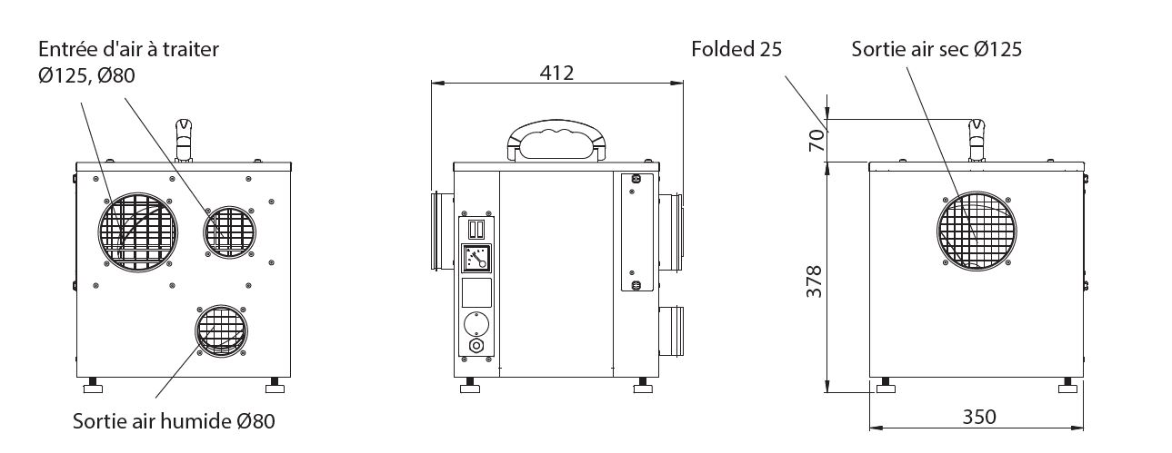  Dimensions du déshydrateur professionnel Recusorb DR 20B 30D 