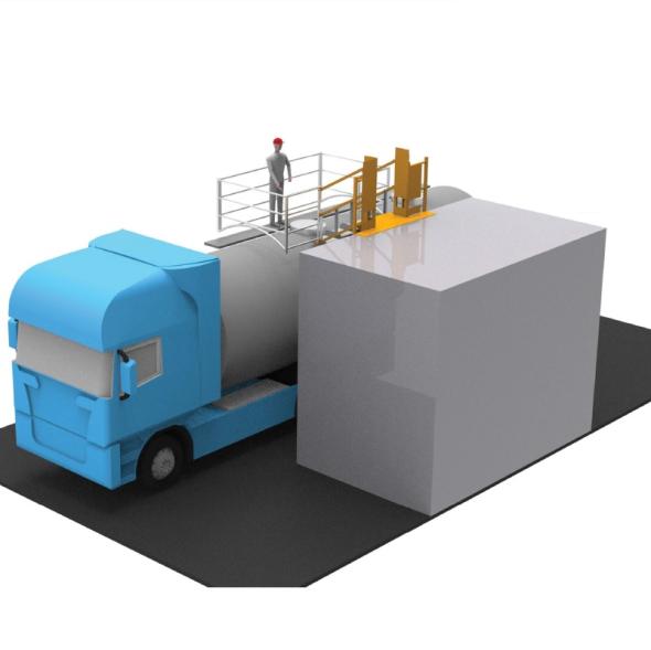 Escalier abattant sécurisé avec encorbellement pour citerne ou conteneur