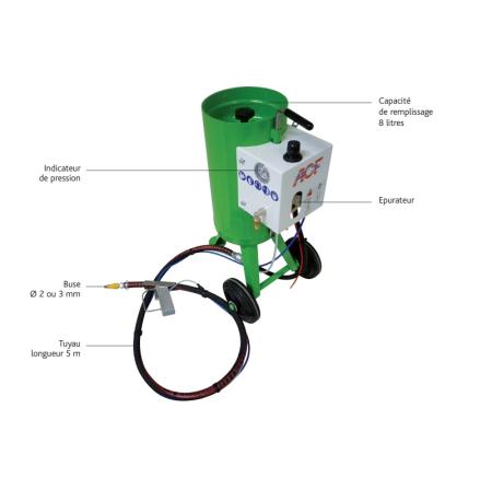 Vente Aérogommeuse polyvalente COLIBRI pour décapage basse pression (ACF AIR COMPRIMÉ FRANÇAIS)