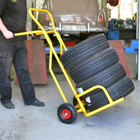 Devis Diable acier porte pneus à roues gonflables - 200 kg