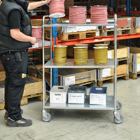 Achat Chariot desserte haut 3,4 ou 5 étagères réversibles 250 kg - KM4124-EB