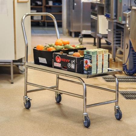 Chariot plateforme surélevée inox C3 avec roulettes inox 100 kg KM60363-S