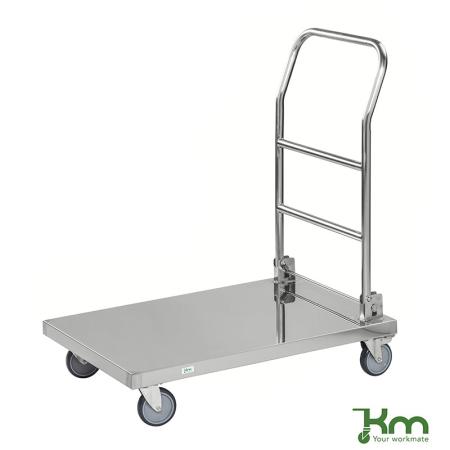 Vente Chariot plateforme inox C2 à poignée repliable 100 kg KM60360 (ACTIVERGO)