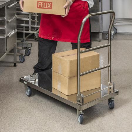 Achat Chariot plateforme inox C2 à poignée repliable 100 kg KM60360