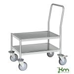 Chariot plateforme 2 plateaux inox C3 - roulettes inox - ACTIVERGO