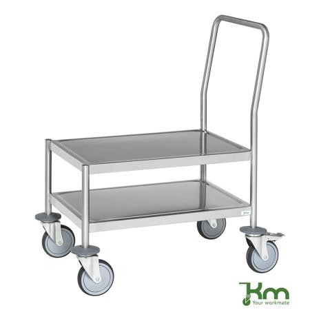Chariot plateforme 2 plateaux inox C3 - roulettes inox