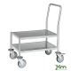 Chariot plateforme 2 plateaux inox C3 - roulettes inox