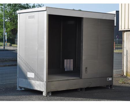 Conteneur de stockage inox pour produits corrosifs - rétention 1100 litres