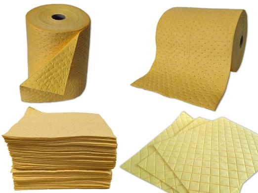 Absorbants pour produits chimiques - feuilles & rouleaux - simple ou double épaisseur - DIFOPE