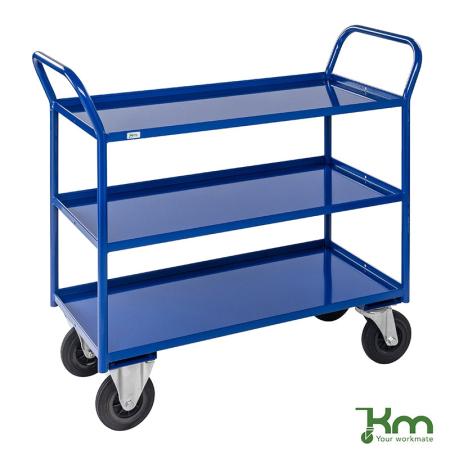 Desserte mobile acier soudée 3 étagères avec rebord KM4176