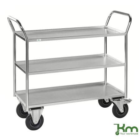 Devis Desserte mobile acier soudée 3 étagères avec rebord KM4176