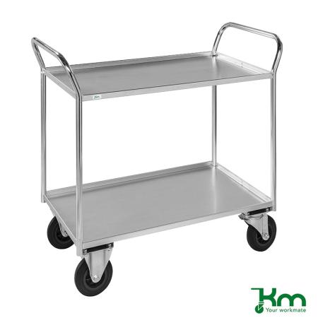 Prix Chariot desserte d'atelier soudé - 2 étagères avec rebord KM4175