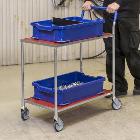 Chariot de service à roulettes 2 étagères - poignée verticale KM3730-BJ