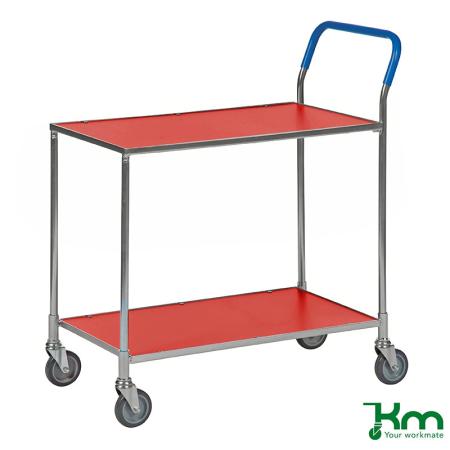 Achat Chariot de service à roulettes 2 étagères - poignée verticale KM3730-BJ