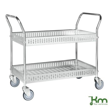 Comparateur Chariot de service à étagères à rebords et fond ajourés KM4200