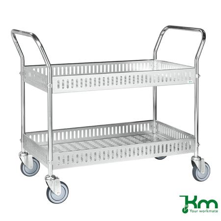 SAV Chariot de service à étagères à rebords et fond ajourés KM4200