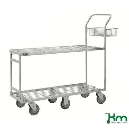 Chariot de mise en rayon 2 étagères longues - 400 kg - modulable