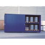 Conteneur à rayonnage isolé - 2 niveaux de rétention pour  fûts & IBC - PROTECTO