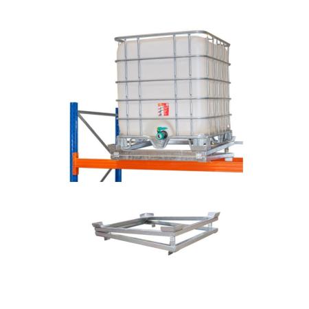 Châssis basculeur d'IBC sur lisses de palettier