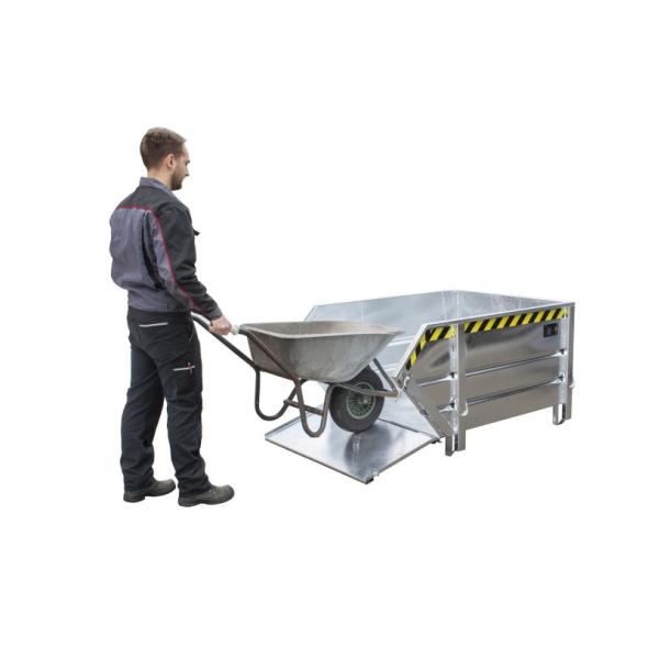 Achat Benne de déchargement pour chantier à rampe rabattable 1000 litres