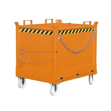 Bac à fond ouvrant sur roulettes en acier