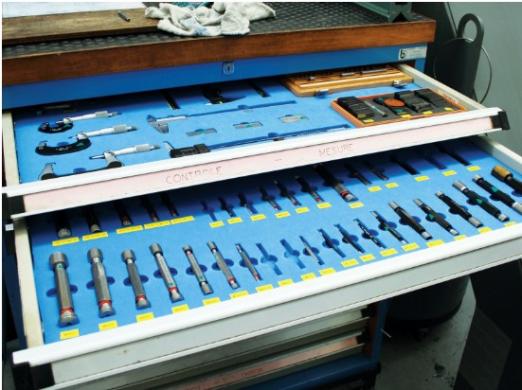 Mousse de rangement d'outils et composants sur-mesure dans le 5S - FACTOPSIS