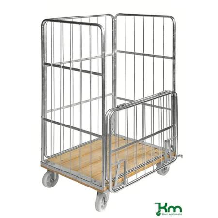 Roll conteneur 4 côtés avec base en bois - longueur 845 mm