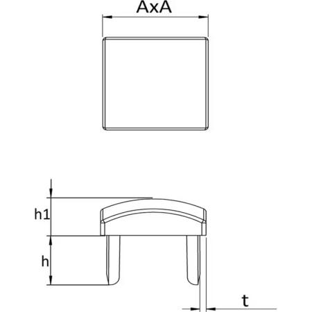Achat Embout métallique pour tube carré - forme dôme