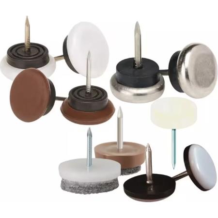 Patins ronds à clouer pour mobilier bois - plastique - acier