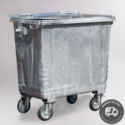 Conteneur à déchets métallique roulant 770L - DECOVAL SERVIPACK