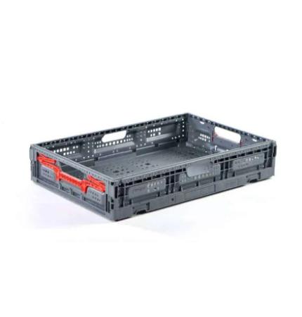 Caisse plastique pliable ajourée 600 x 400 x 115 mm grise