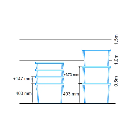 Prix Bac plastique plein 100 litres 620x500x403 - contact alimentaire