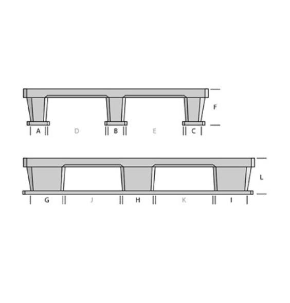 Vente Palette plastique ajourée 1200x800 3 semelles - légère (BAC-LAND PACK)
