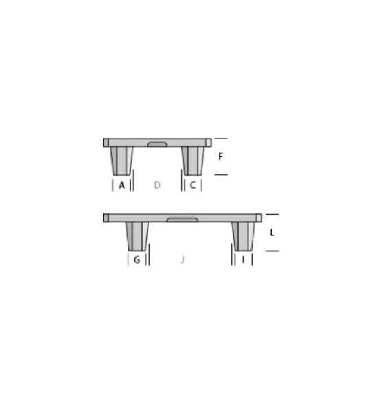 Vente Quart palette plastique ajourée 600x400 4 pieds emboitables (BAC-LAND PACK)