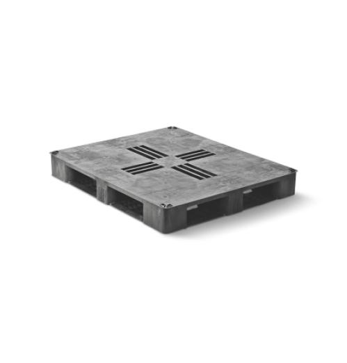 Palette 6 semelles 1200x1000 Plateau plein - plastique - BAC-LAND PACK