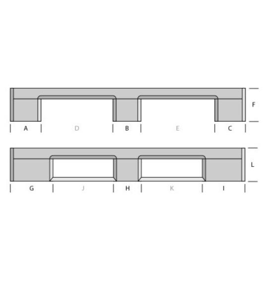 Vente Palette 1200x1200 plateau plein 3 semelles plastique lourde (BAC-LAND PACK)