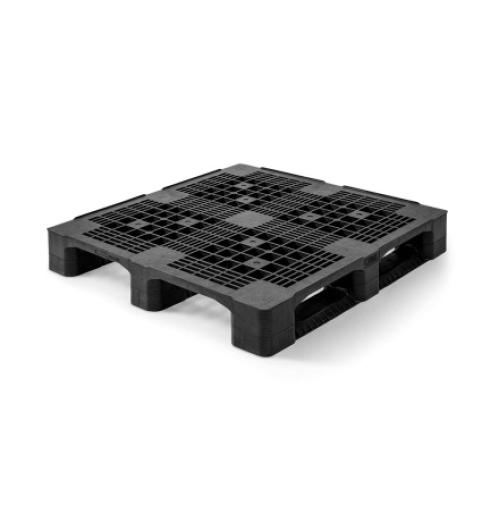 Palette plastique lourde 1100x1100 plancher ajouré 3 semelles - BAC-LAND PACK