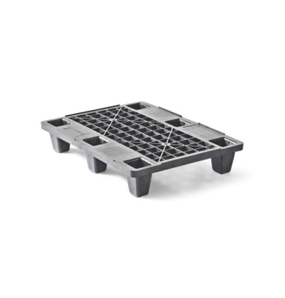 Demi palette 600x800 6 pieds emboitables ajourée plastique