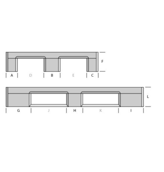 Vente Palette plastique 3 semelles 120x100 plancher ajouré - médium (BAC-LAND PACK)