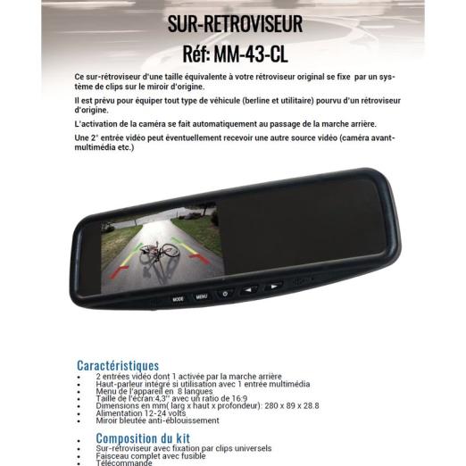 Sur-rétroviseur pour utilitaire - écran 7" AHD & CVBS-2 - HABRIAL MANUTENTION Dpt AUTO EQUIPEMENT