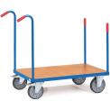 Chariot plateau avec poignées de poussée