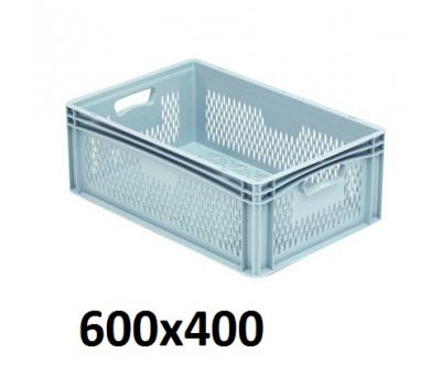 Caisse plastique ajourée gerbable norme Europe 600x400