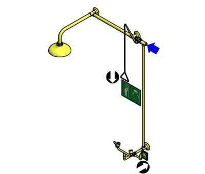Lave yeux sans vasque et douche à déport droit ou gauche, 4801 ou 4802