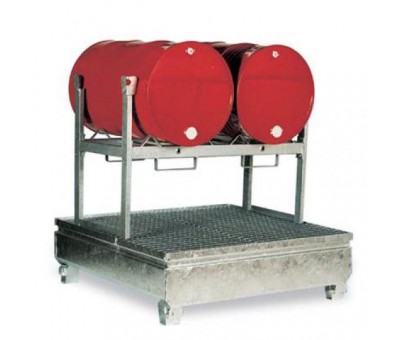 Bac de rétention 4 fûts en acier galvanisé