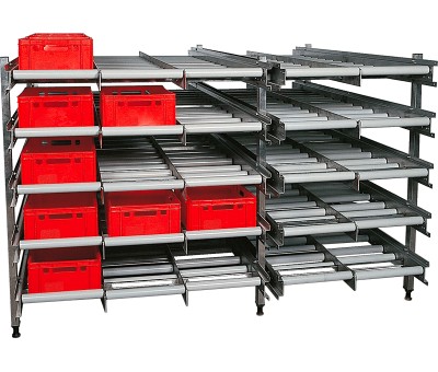 Rayonnage dynamique pour stockage de produits alimentaires