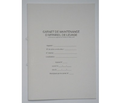 Carnet de maintenance pour appareil de levage