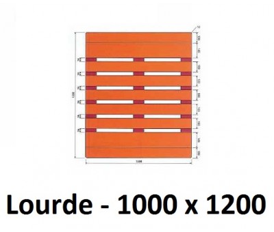 Palette bois lourde 5 semelles 1000x1200 neuve