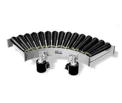 Convoyeur courbe à rouleaux commandés