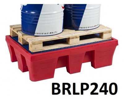 Bac de rétention plastique format palette 2 fûts BRLP240