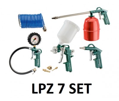 Kit pour compresseur : soufflette, pistolet peinture, gonflage LPZ 7 SET